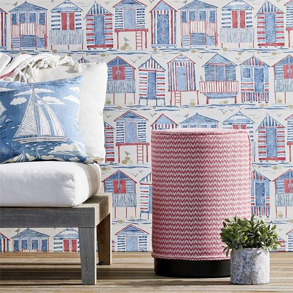 Обои Sanderson Port Isaac Beach Huts 216559 фото в интерьере